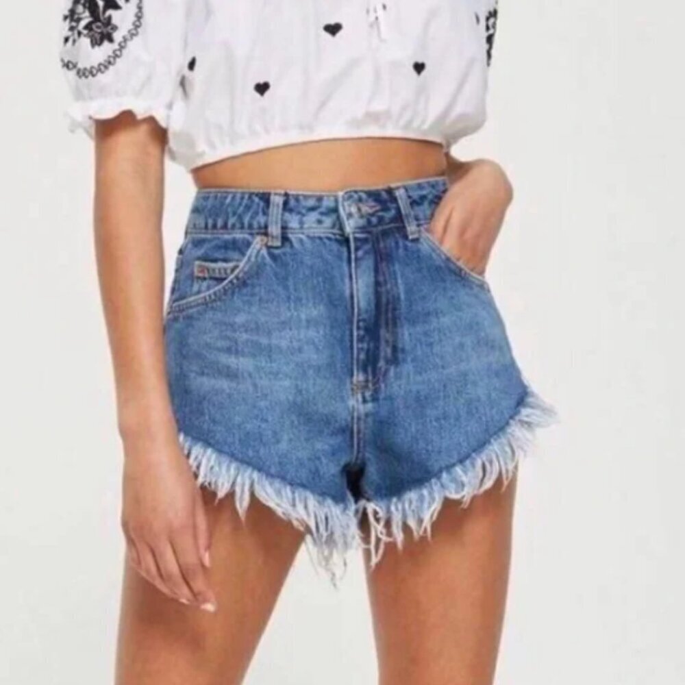 Top Shop Moto Kiri Denim Shorts Size 14